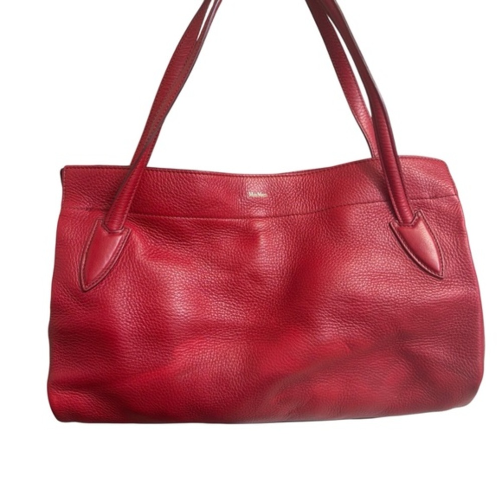 MaxMara red Leather tote bag purse with pouchette